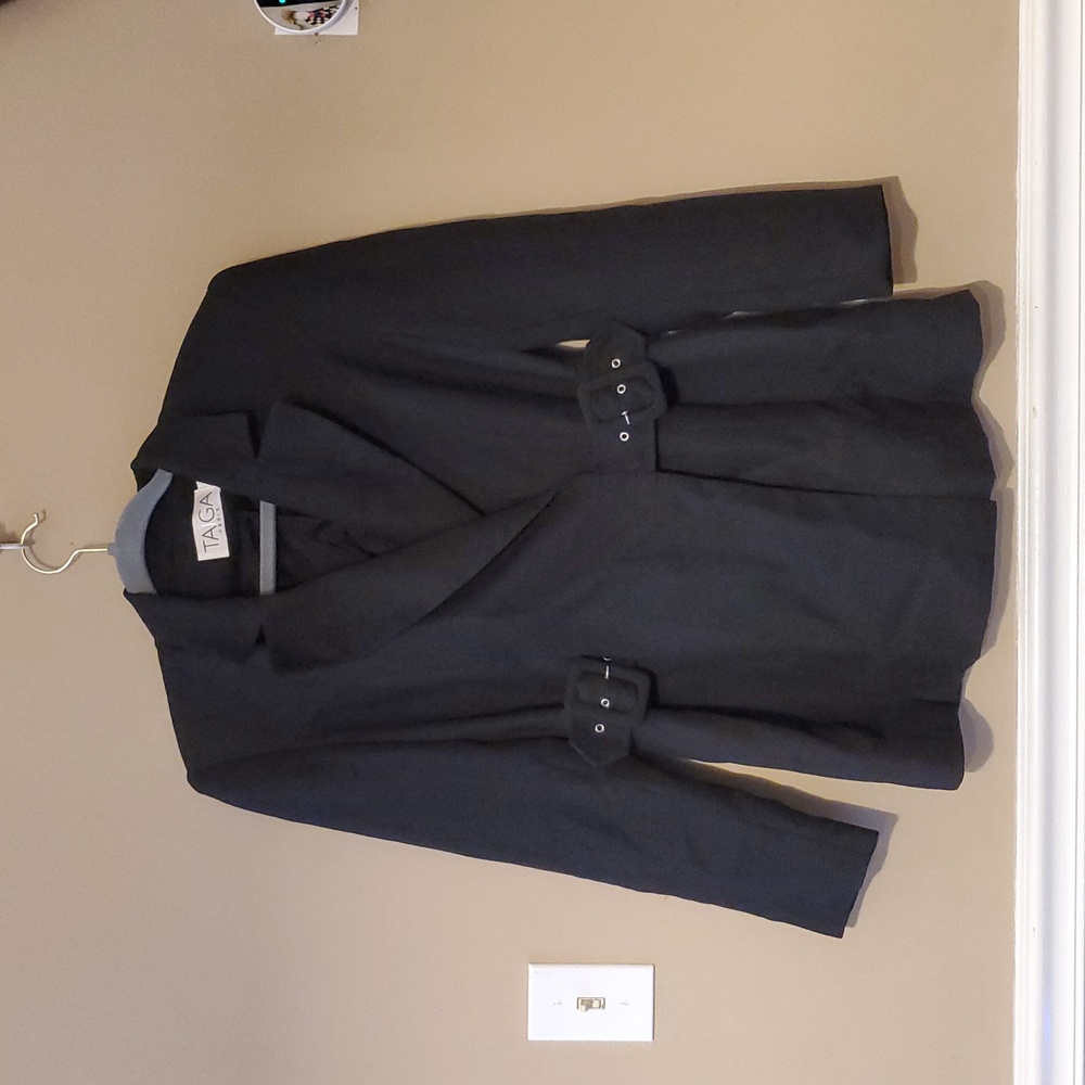 TA GA Paris French Vintage Wrap Blazer Jacket With Buckles At Waist Size 4